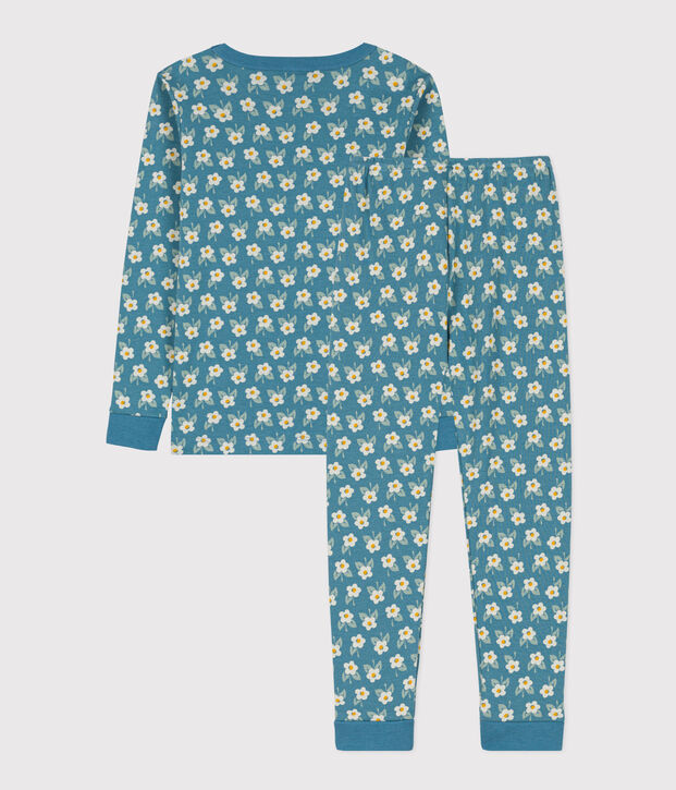 Kinderpyjama aus Baumwolle in schmaler Passform f&uuml;r M&auml;dchen blau/vielfarbig
