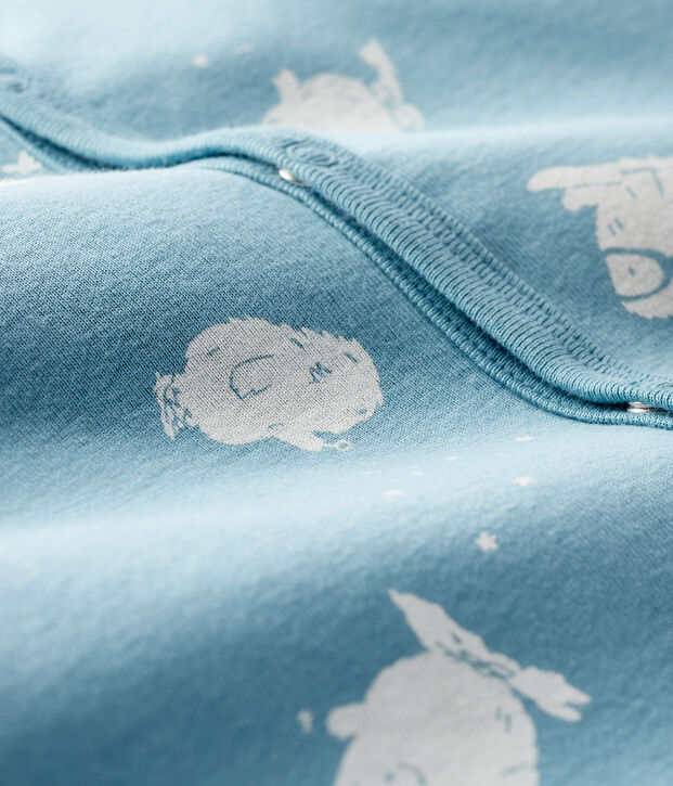 Fu&szlig;loser Baby-Strampler aus Baumwolle mit Yeti-Motiv blau/weiss
