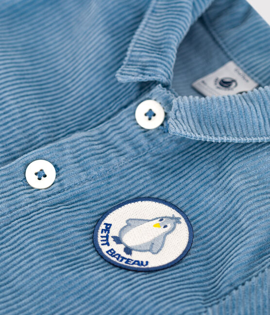 Langer Baby-Overall aus einfarbigem Fein-Cord im Tankwart-Stil ADRIATIC