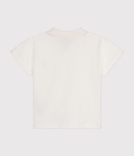 Kurzärmeliges Baby-Poloshirt aus Baumwolle weiss MARSHMALLOW