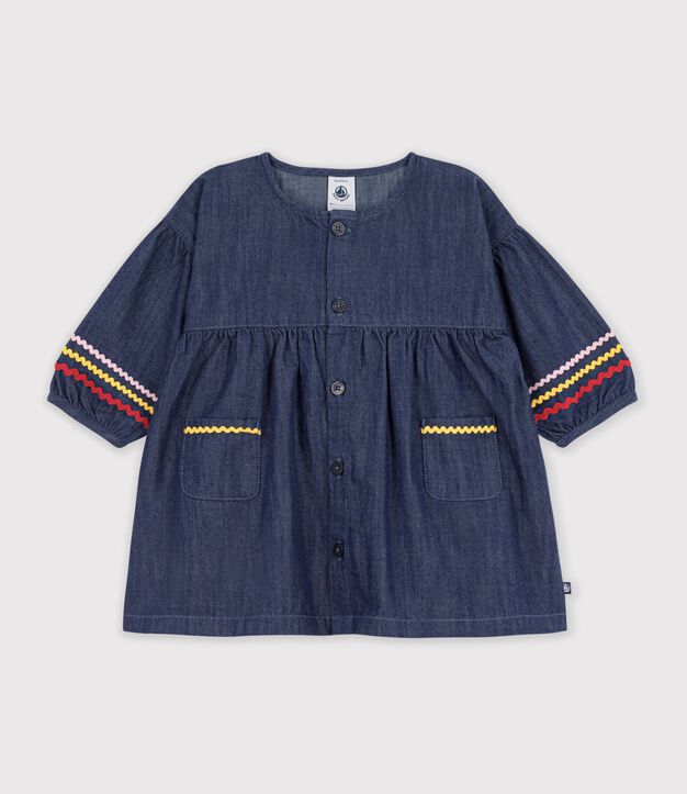 Lang&auml;rmeliges Baby-Kleid aus Denim blau
