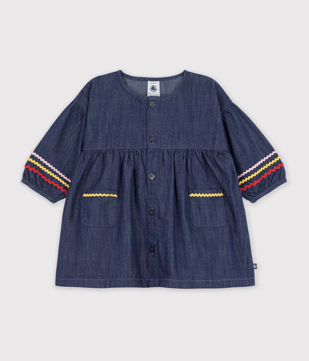 Lang&auml;rmeliges Baby-Kleid aus Denim blau