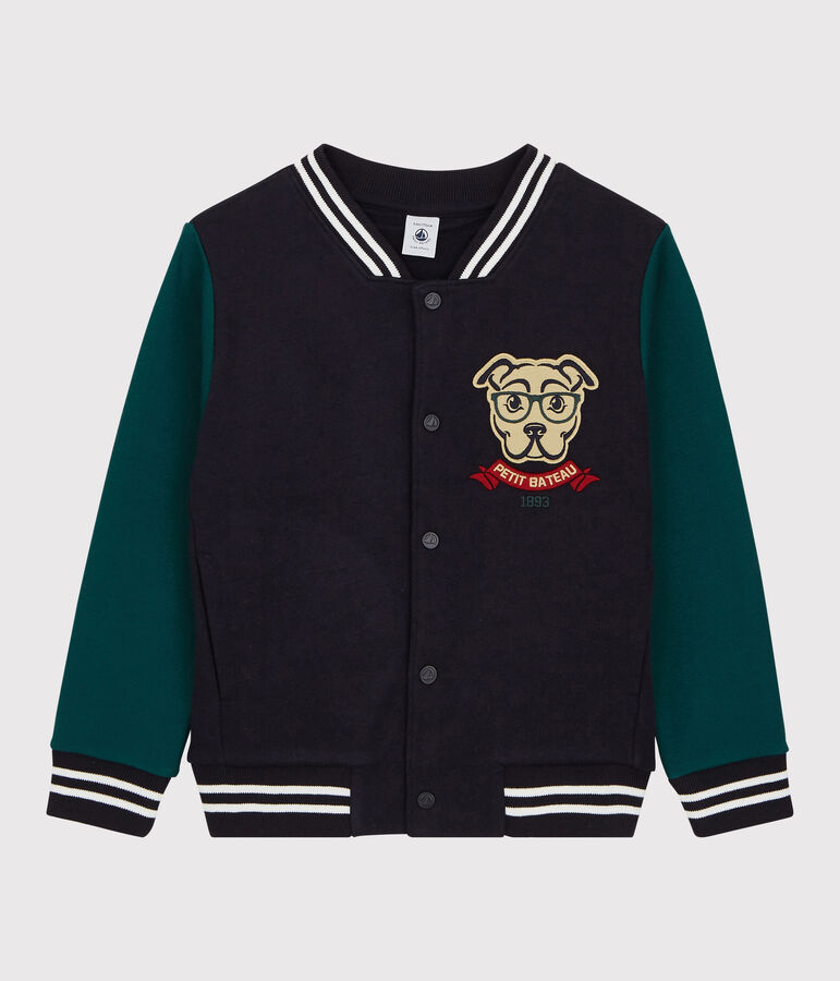 Kinder-Teddyjacke aus Molton f&uuml;r Jungen blau/gr&uuml;n