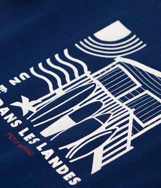Kurzärmeliges Kinder-T-Shirt aus bedruckter Baumwolle blau MEDIEVAL