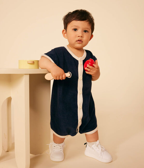Baby Kurz-Overall aus Frottee blau SMOKING