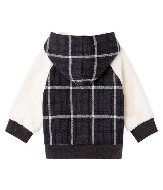 Kariertes Baby-Strick-Kapuzensweatshirt für Jungen mit Sherpa in Schaffelloptik. schwarz CITY/weiss MULTICO CN