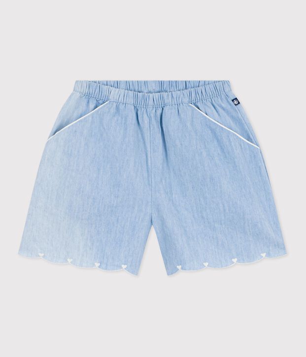 Kinder-Shorts aus einfarbiger Baumwolle blau