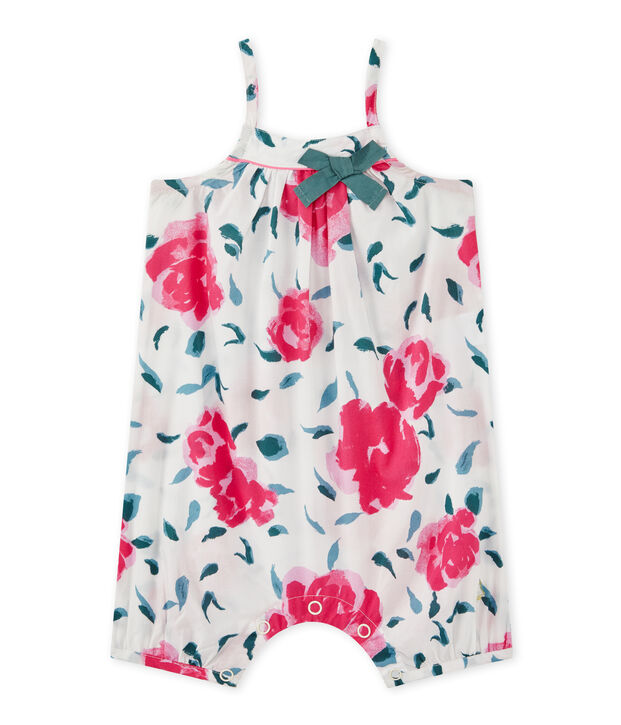 Kurzer Baby-M&auml;dchen-Einteiler mit Tr&auml;gern weiss/vielfarbig