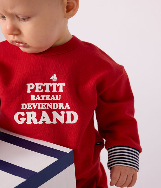 Baby-Sweatshirt aus Baumwolle mit Motiv rot POMPEI