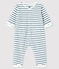 Langer Baby-Overall gestreift aus Bouclé-Frottier weiss MARSHMALLOW/blau ASTRO