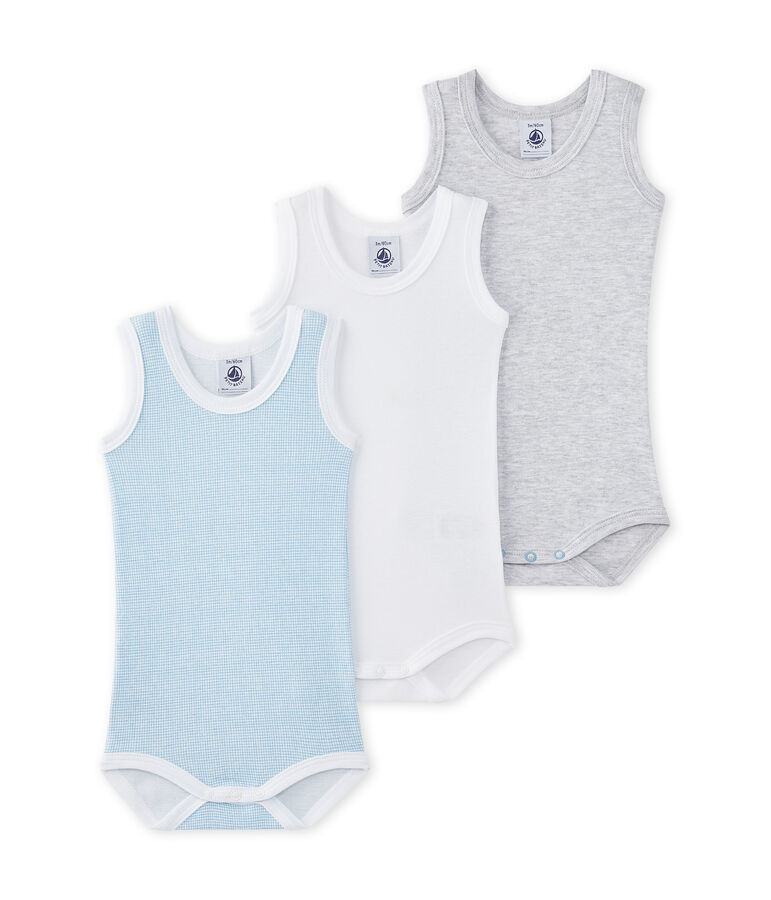 &Auml;rmellose Baby-Jungen-Bodys im 3er-Set weiss