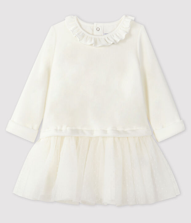 Lang&auml;rmeliges Baby-Kleid f&uuml;r M&auml;dchen weiss