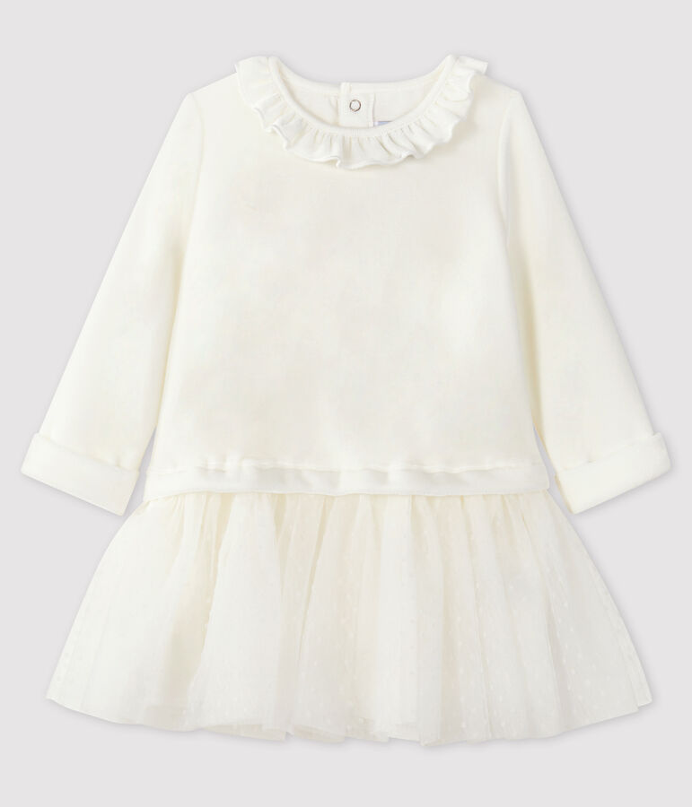 Lang&auml;rmeliges Baby-Kleid f&uuml;r M&auml;dchen weiss MARSHMALLOW