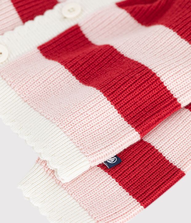 Baby-Cardigan aus Baumwolle mit Streifen rosa/rosa
