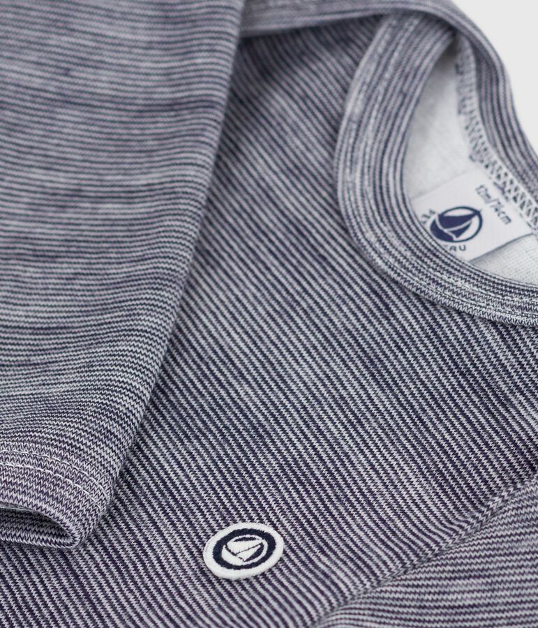 Lang&auml;rmliger Baby-Body aus Wolle und Baumwolle blau/weiss