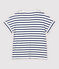 T-Shirt aus Baumwolle/gestreiftem Leinen Damen weiss MARSHMALLOW/blau MEDIEVAL
