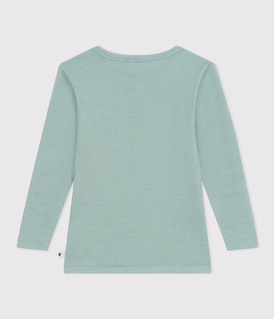 Langärmeliges T-Shirt aus Wolle und Baumwolle grün PAUL