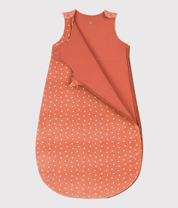 BABYSCHLAFSACK AUS NICKI MIT HERZMUSTER, TOG-WERT 2 rosa/naturfarben