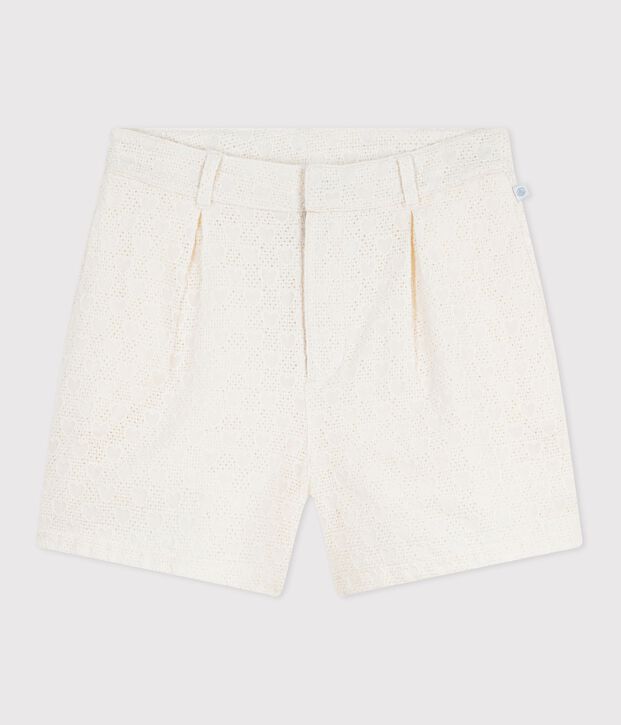 Kinder-Shorts aus Baumwolle mit Herzmotiv weiss