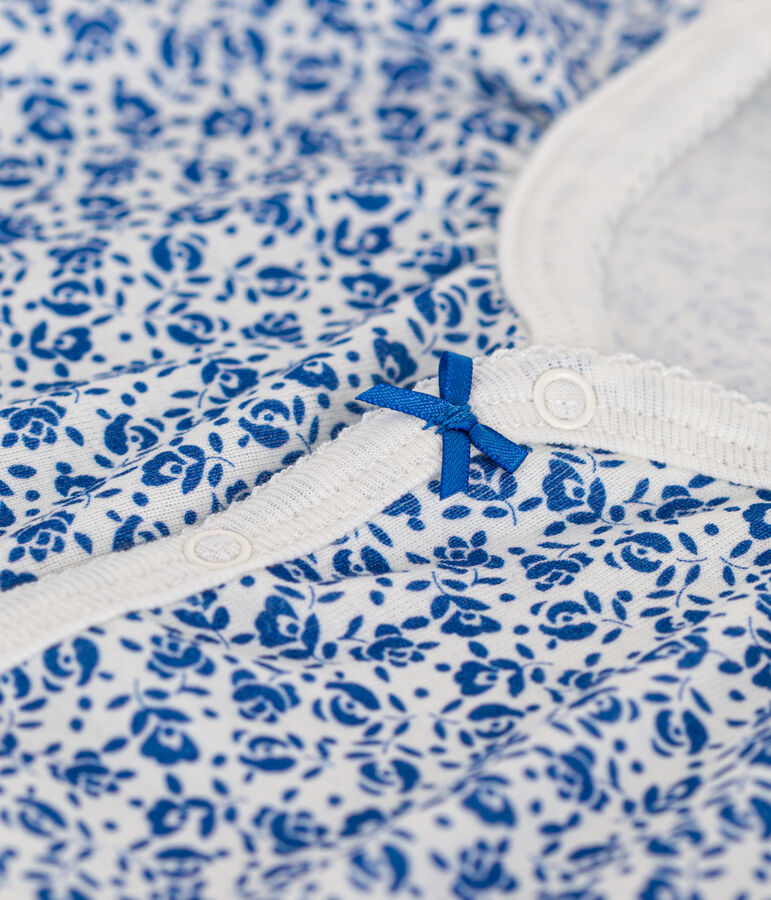 Baby-Kurzoverall aus Baumwolle weiss/blau