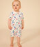Baby-Kurzoverall aus Baumwolle weiss MARSHMALLOW/weiss MULTICO