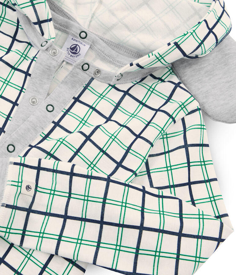 Langer Rippstrick-Overall f&uuml;r Jungen weiss/vielfarbig