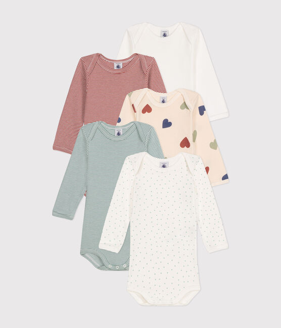 5er-Set langärmelige Baby-Bodys mit Herz-Motiv aus Baumwolle variante 1