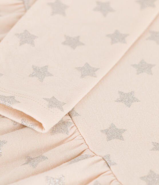 Langärmeliges Kleid mit Printmotiv für Mädchen beige AVALANCHE/ ARGENT