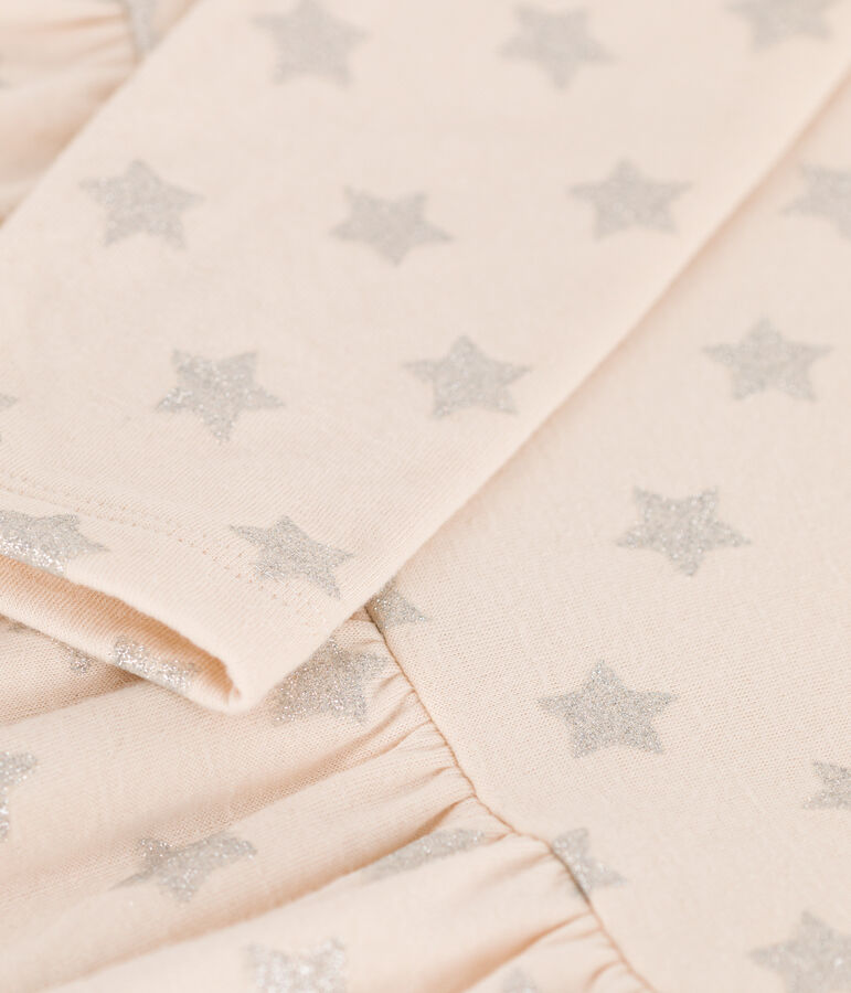 Lang&auml;rmeliges Kleid mit Printmotiv f&uuml;r M&auml;dchen naturfarben/grau