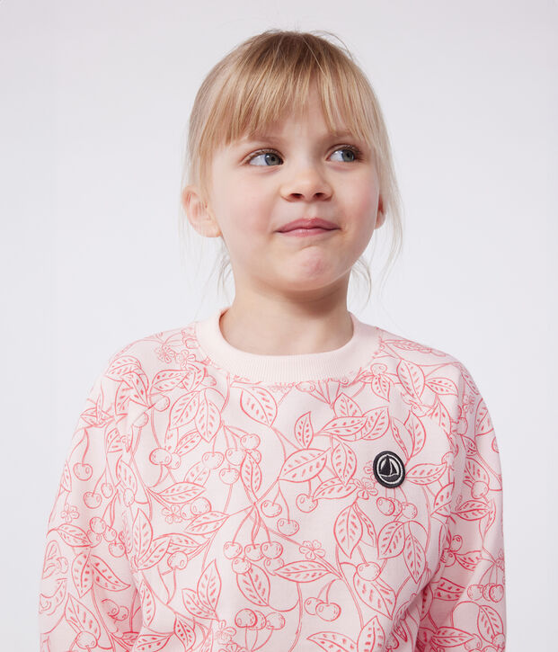 Kinder-Sweatshirt aus bedruckter Baumwolle rosa/rot