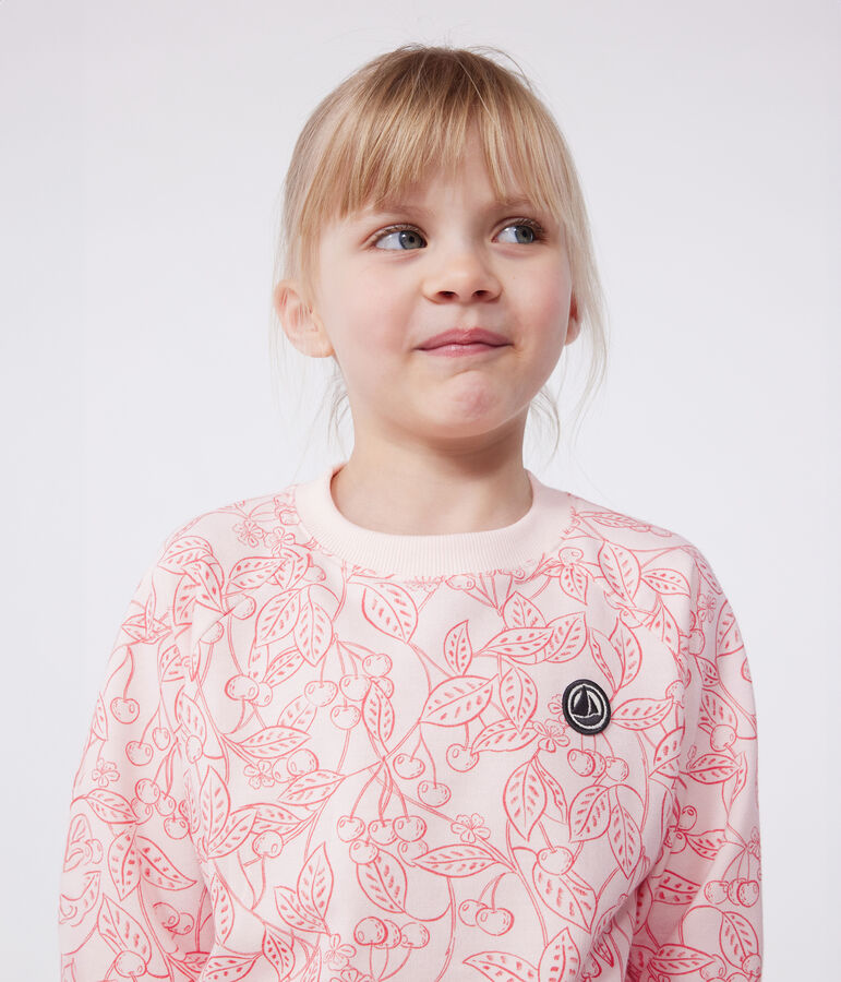 Kinder-Sweatshirt aus bedruckter Baumwolle rosa/rot