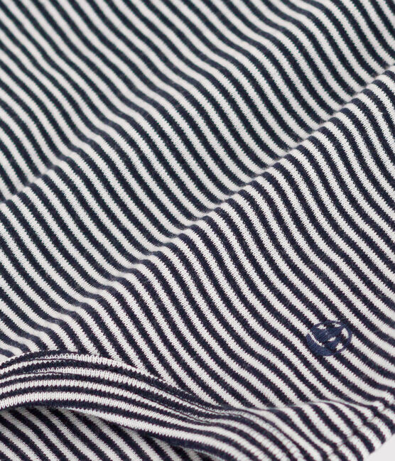 Kurzärmeliger Baby-Body aus gestreifter Baumwolle mit Polokragen blau SMOKING/weiss MARSHMALLOW