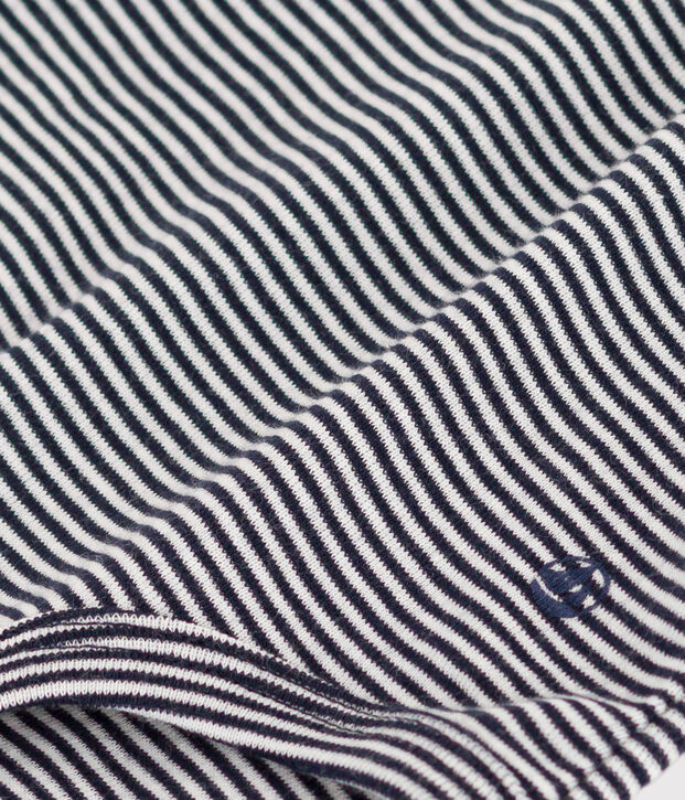 Kurz&auml;rmeliger Baby-Body aus gestreifter Baumwolle mit Polokragen blau/weiss
