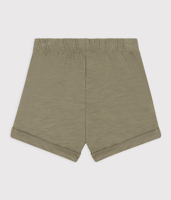 Baby-Shorts aus einfarbigem geflammtem Jersey grün MARECAGE