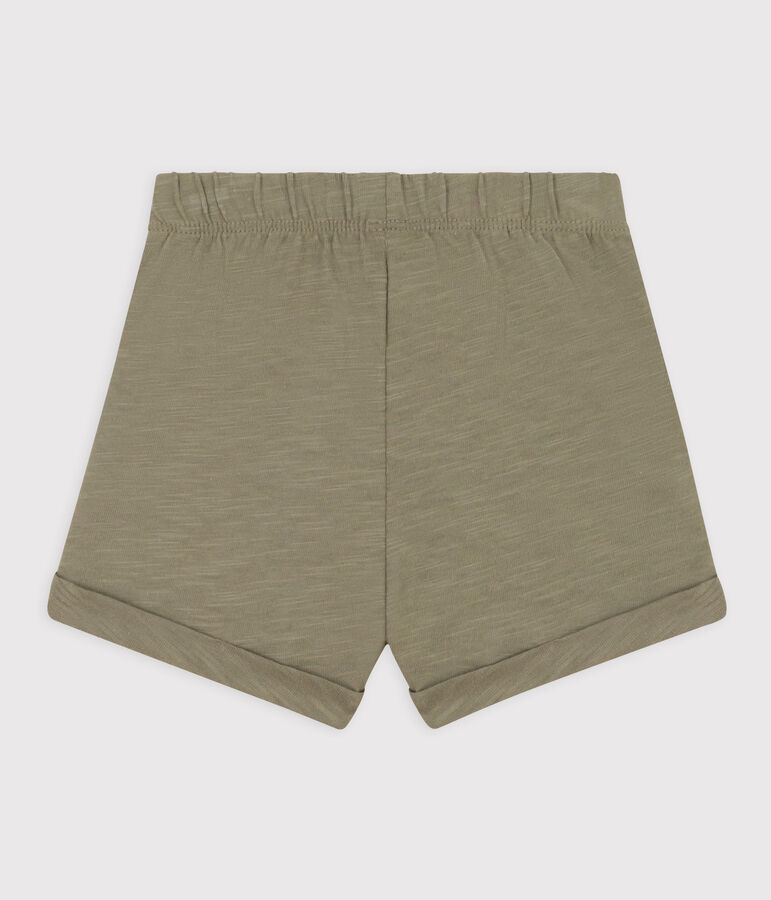 Baby-Shorts aus einfarbigem geflammtem Jersey gr&uuml;n