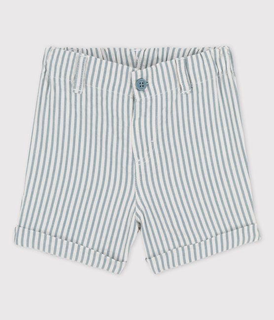 Gestreifte Baby-Shorts aus Seersucker blau BRUT/weiss MARSHMALLOW