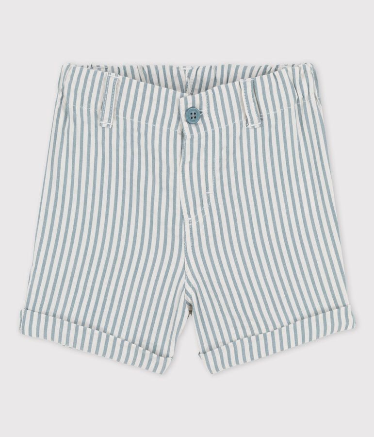 Gestreifte Baby-Shorts aus Seersucker gr&uuml;n/weiss