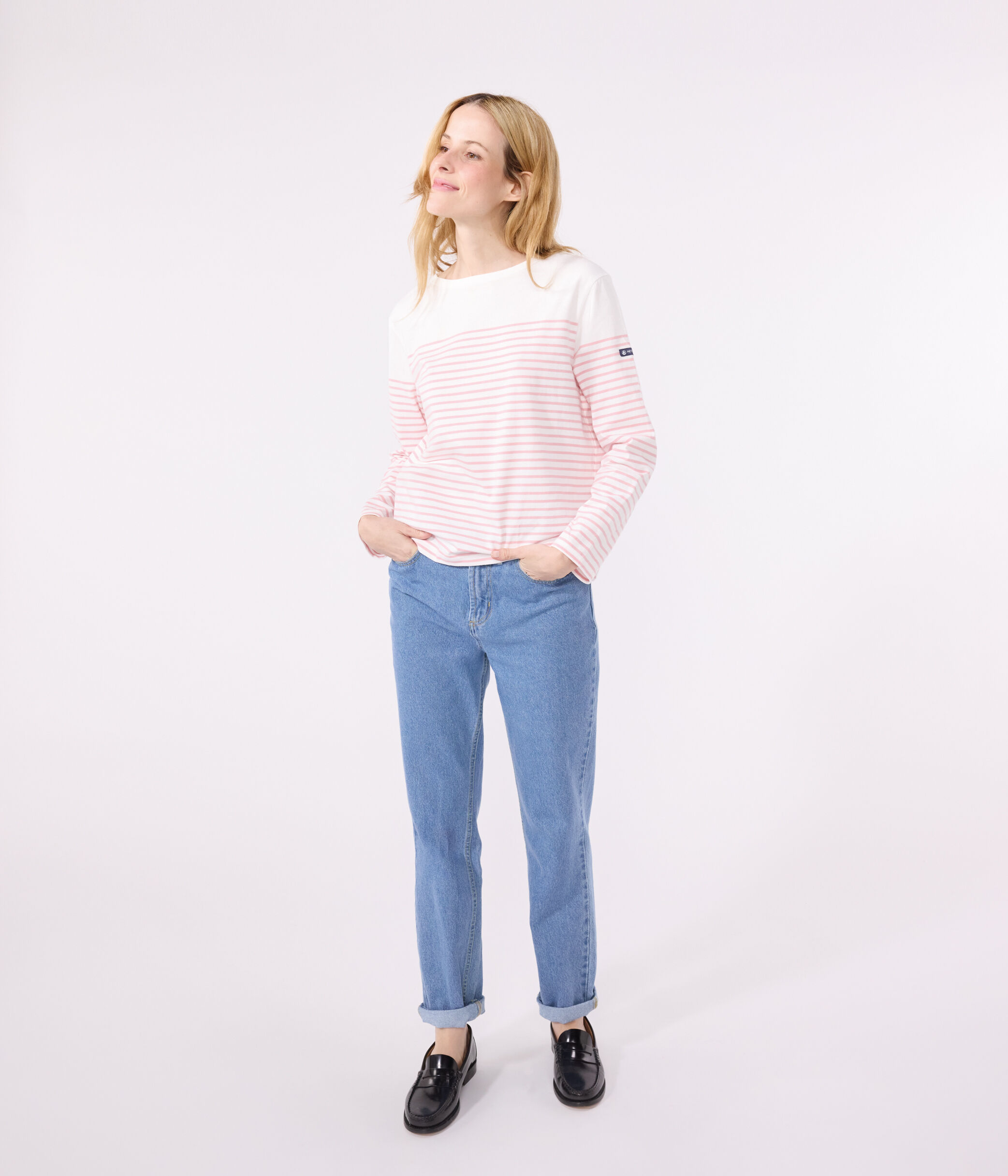 Petit Bateau Damen Langärmeliges T-Shirt – Aus Weichem Rippenstrick Mit Dekorativem Bräter-Abschluss