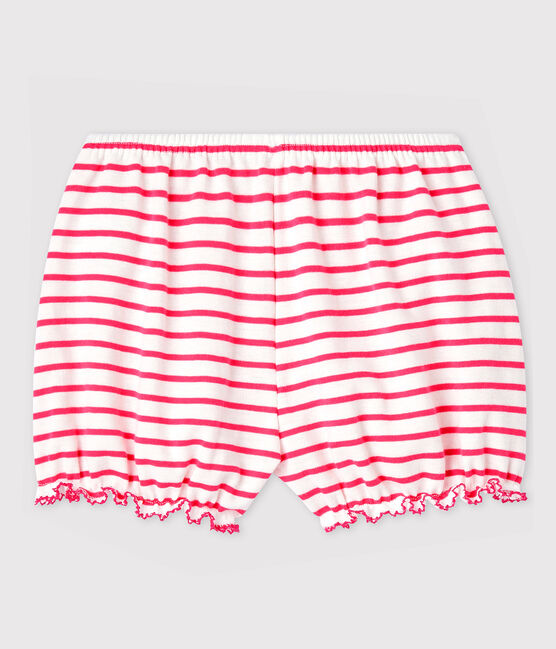 Slip mit Ringelstreifen für Mädchen weiss MARSHMALLOW/rosa GEISHA