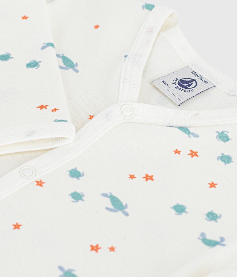 Strampler ohne F&uuml;&szlig;chen aus Baumwolle mit Schildkr&ouml;ten-Motiv weiss/vielfarbig