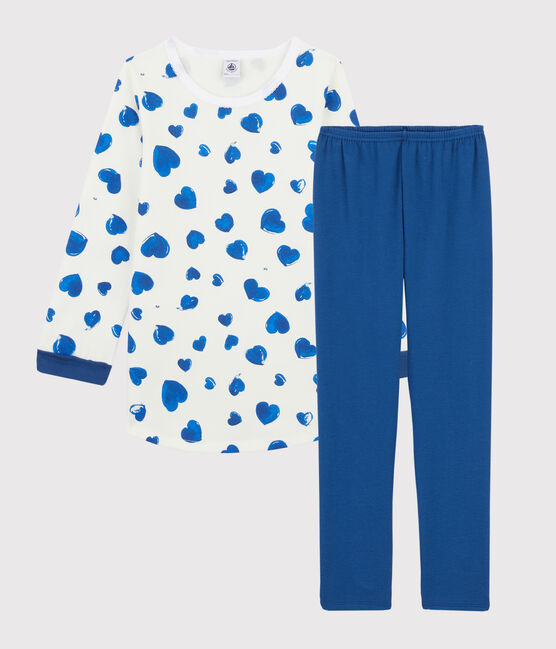 Nachthemd mit Herzchen-Muster aus Molton mit Leggings für Mädchen weiss MARSHMALLOW/weiss MULTICO
