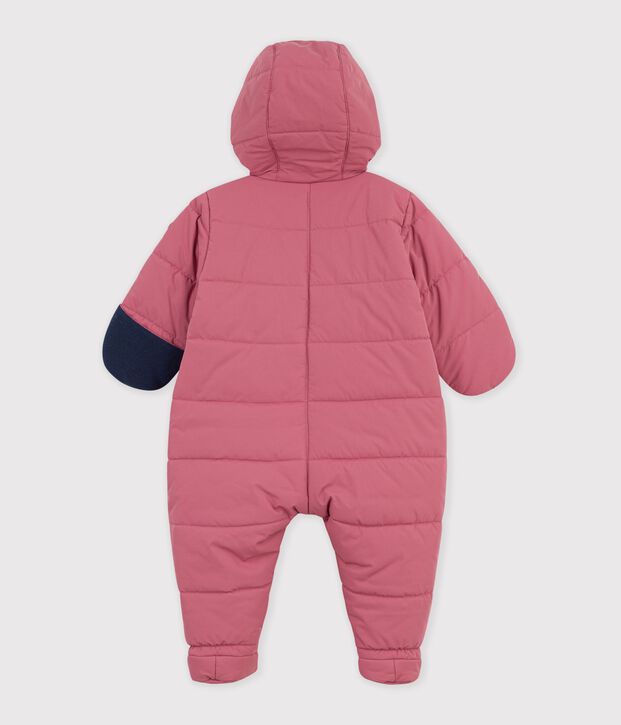 Baby-Schneeanzug aus einfarbigem Polyester rosa