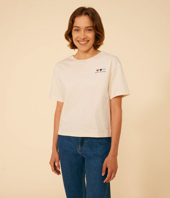 Damen-T-Shirt Le Boxy aus Baumwolle naturfarben AVALANCHE