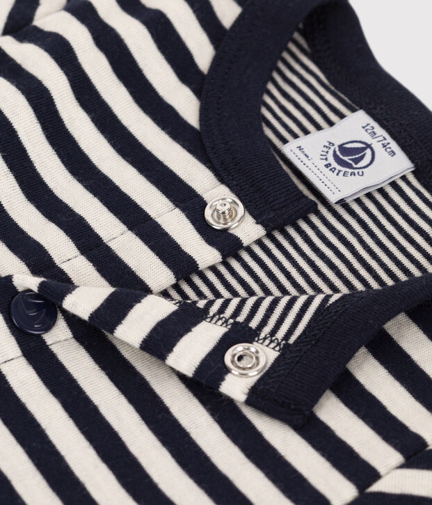 Baby-Cardigan aus gestreiftem Doppeljersey blau/naturfarben