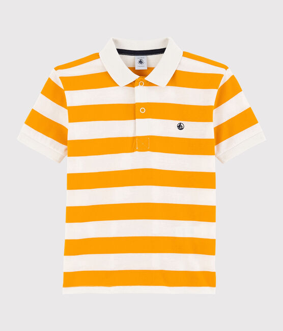 Kurzärmeliges Kinder-Poloshirt aus Jersey für Jungen gelb TEHONI/weiss MARSHMALLOW
