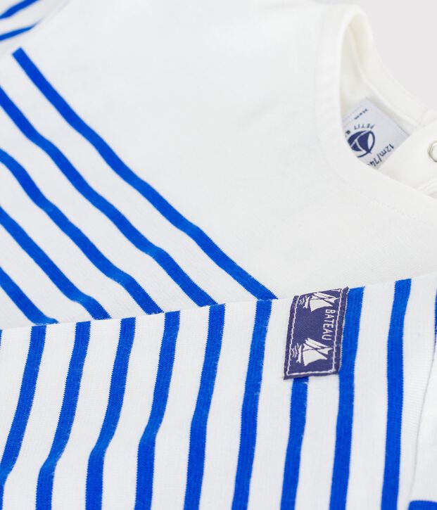 Lang&auml;rmeliges Baby-Streifenshirt Marini&egrave;re aus Baumwolle weiss/blau