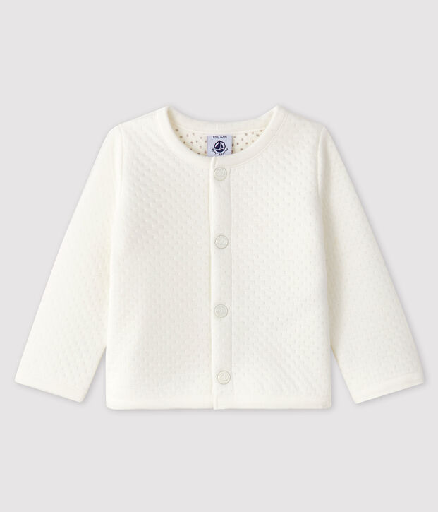 Baby-Cardigan aus Doppeljersey f&uuml;r M&auml;dchen weiss