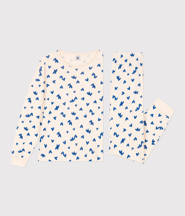 Pyjama aus Baumwolle mit Herzmotiv f&uuml;r Damen naturfarben/vielfarbig