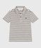 Kurzärmeliges Kinder-Poloshirt aus Baumwolle mit Streifen weiss AVALANCHE/blau SMOKING