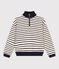 Damen-Sweatshirt mit Reißverschluss-Stehkragen aus aufgerautem Molton weiss AVALANCHE/blau SMOKING